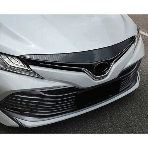 Carbon Fiber Pattern Exterior Front Grille Hood Cover Trim For Toyota Camry LE, XLE 2018-up 4 Door Sedan