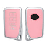 Pink Soft TPU Leather Full Protect Smart Key Fob Cover w/Keychain For Lexus EX RX NX GS IS