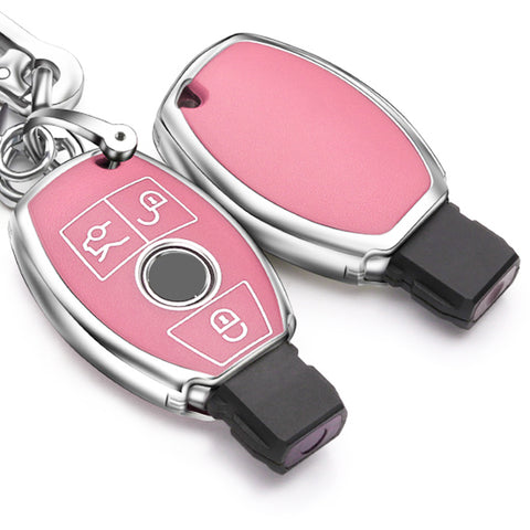 For Mercedes Benz Key Fob Cover, Key Fob Case for Mercedes Benz C E M S CLA CLS CLK GLC GLK G Class Soft TPU Full Cover Protection Smart Remote Keyless Entry Key Fob Shell, Pink