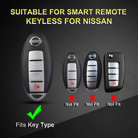 Silver Smart Remote Keyless FOB Shell Cover Soft TPU Leather 4 Button For Nissan