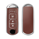 Brown Soft TPU&Leather Full Protect Remote Key Fob Cover For 2009-2023 MAZDA 3 6