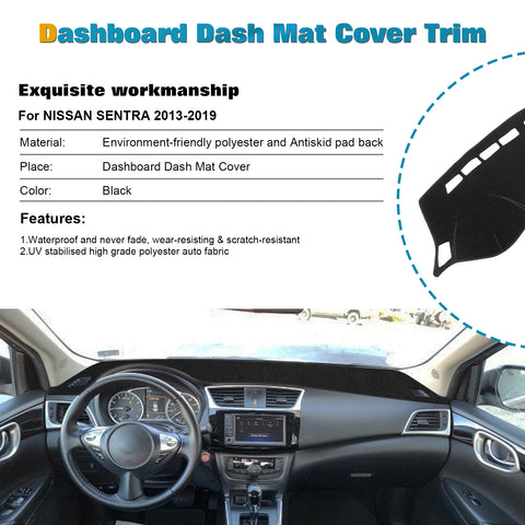 For Nissan Sentra 2013-2019 Interior DashMat Cover Dashboard Mat Non-Slip Carpet