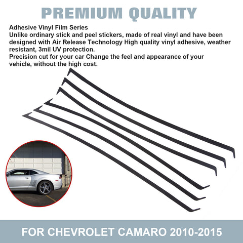 For Chevrolet Camaro 2010-2015 Matte Black Side Body Vent Strip Insert Decals 6X