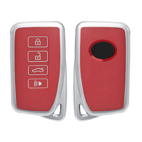 Red Soft TPU Leather Full Protect Smart Key Fob Cover w/Keychain For Lexus EX RX NX GS IS