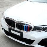 Exact Fit M-colored Sporty Kidney Grille Insert Trim Stripe for BMW 3 Series G20 2019 2020 (8 Beam Bars)