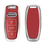 Red TPU Leather Anti-dust Full Seal Remote Key Fob Cover For Audi A6L A7 A8 Q7