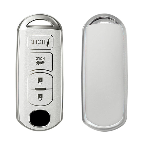 White Soft TPU Leather Shockproof Smart Entry Key Fob Cover For MAZDA 3 2009-23