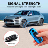 Gloss Blue ABS Smart Key Fob Cover Holder w/Keychain For Porsche Macan Carrera 911 Cayenne