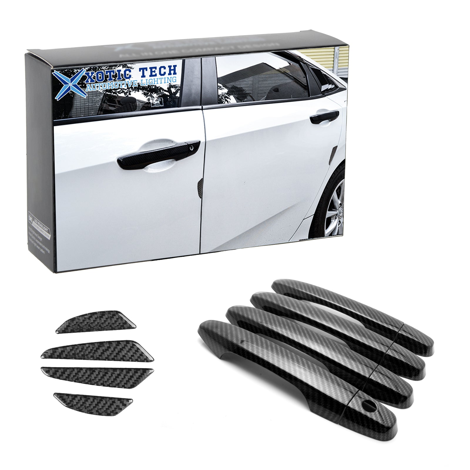 New Carbon Fiber Look Car Door Handle Protector Cover Trim for