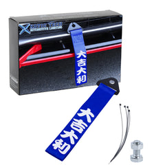 Blue Chinese Slogan Universal Towing Rope Car Front Rear Bumper Decoration Kit
