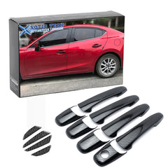 Carbon Fiber Style Door Handle+Door Edge Protect Trim For Ford Edge 2007-2010