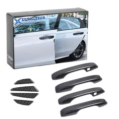 Carbon Fiber Style Door Handle+Door Edge Protect Trim For Honda Civic 11th 2022+