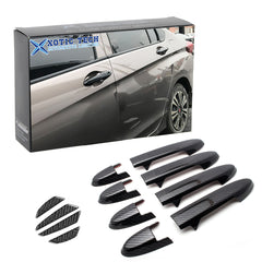 Carbon Fiber Style Door Handle+Door Edge Protect Trim For Honda Fit 2014-2019