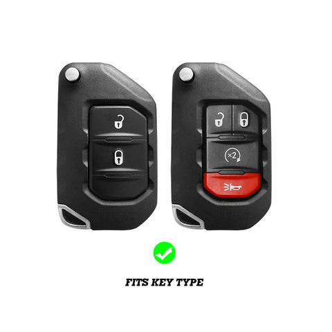 Red Soft TPU Remote Control Smart Key Fob Cover Case For Jeep Wrangler 2018-2021