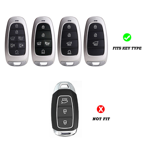 Silver Soft TPU Full Protect Smart Key Fob Cover For Hyundai Sonata 2020-2022