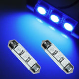2x New Blue 36mm 6148 6486X 6418 Error Free 3-SMD LED Bulbs License Plate Light