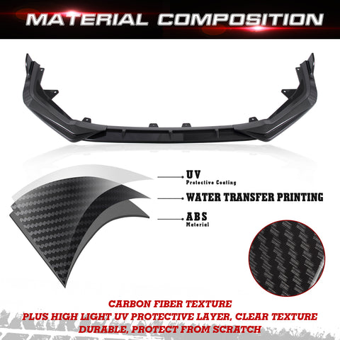 For Honda Civic 4Dr 2022+ Front Bumper Lip Spoiler Splitter Carbon Fiber Pattern