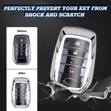 Silver TPU Full Protect Remote Key Fob Cover For Toyota Land Cruiser 2018-2022