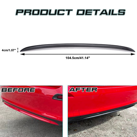 Carbon Fiber Pattern Rear Bumper Lip Cover Trim For Honda Civic 11th Gen 2022