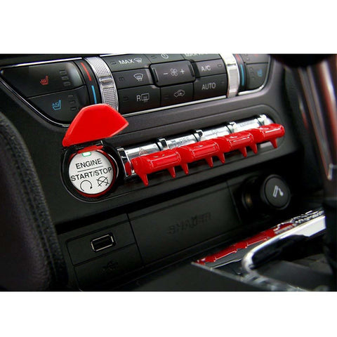 Keyless Engine Start Stop Push Button Surrounding Ring Cover & Center Console Control Button Decor Trim, Compatible with Ford Mustang 2015-2022 (Red)