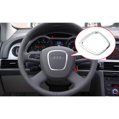 Steering Surrounding Ring Cover Trim, Aluminum Silver, Compatible with Audi A3 A4 A5 A6 A8 Q5 Q7