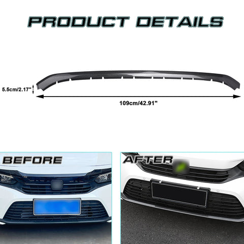 Carbon Fiber Pattern Front Bumper Lip Cover Trim For Honda Civic 11th Gen 2022