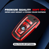 Red Full Cover Smart Key Fob Exact Fit Cover w/Keychain For BMW F20 F21 F22 F25 F30 F31