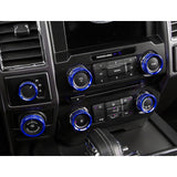 6pcs Centre Console AC Climate Control/Radio Volume Tune Switch Knob Surrounding Ring Decoration Covers Compatible with Ford F150 XLT 2016-2020 (Blue)