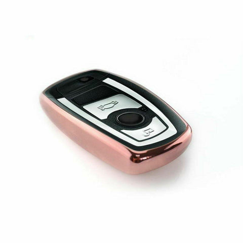 Glossy TPU Remote Smart Key Cover Fob Case Shell Cap Fit BMW 1 3 4 Series[Silver/Gold/Pink/Black]