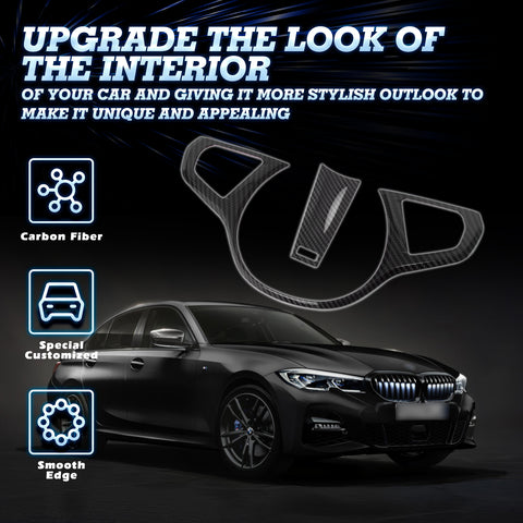 Carbon Fiber Look Steering Wheel Moulding Trim Kit For BMW 3 Series G20 2019-21