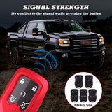 Red Soft TPU Full Covered w/Button Key Fob Cover For GMC Yukon/XL/Denali 2015-2020