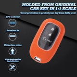 Orange TPU w/Leather Texture Full Protect Remote Key Fob w/Keychain For Honda Accord 2022+