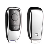 Sliver Soft TPU Full Protect Smart w/Button Key Fob Cover For Mercedes-Benz