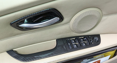 2pcs Carbon Fiber Texture Car Interior Door Handle Bowl Panel Cover Trim for BMW E92 E93 335i M3 2007-2013