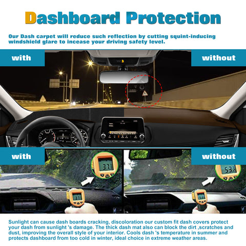 Center Console Dashboard Mat Pre-Cut Non-Slip Sunshield Sun Glare Protector Dash Carpet Pad Black Cover Compatible with Nissan Rogue 2021-2024