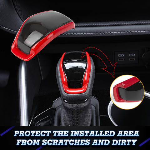 Glossy Black & Red Gear Shift Knob Cap Cover Trim For Toyota Highlander 2020-21