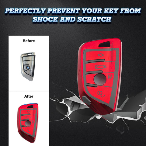 Red Key Fob Cover Soft TPU for BMW X1 X3 X5 X6 1 2 5 7 Series Keyless Shell Case