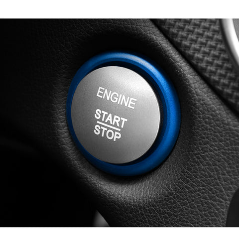 Aluminum Keyless Start Engine Stop Push Button Surrounding Ring Decoration Cover Trim Compatible with Mercedes Benz B C E S G CL SL ML GL CLA GLA GLC GLK GLS Class (Blue)