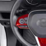 Xotic Tech Inner Steering Wheel Button w/ Bottom Piece Cover Trim Set, Sporty Red, Compatible with Toyota RAV4 2019-2024