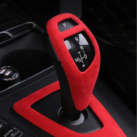 Red Suede Leather Gear Shift Knob Cover For BMW 2 3 4 series F20 F22 F30 F32 F33