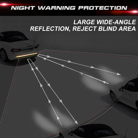 White Reflective Glow In The Dark Car Rear Bumper Warning Decal Strips Universal