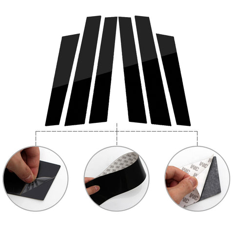 6pcs Glossy Black Exterior Window Pillar Posts Molding Overlay Pre-Cut Side Door Trim Piano Cover Trims For Honda CR-V CRV 2007 2008 2009 2010 2011