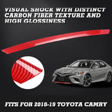 Glossy Red Carbon Fiber Style Front Grille Lip Cover Trim For Toyota Camry SE XSE 2018-2019