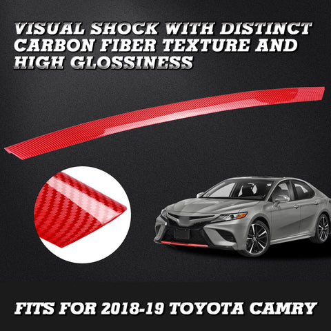 Glossy Red Carbon Fiber Style Front Grille Lip Cover Trim For Toyota Camry SE XSE 2018-2019