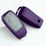 Purple Soft TPU Full Protect Smart w/Button Key Fob Cover For Mercedes-Benz AMG