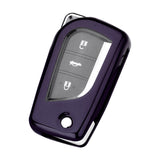 TPU Purple Black Flip Key Fob Cover For Toyota Auris Corolla Yaris 2/3/4 Button