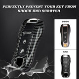 Carbon Fiber Style Keyless Entry Key Holder Case For Porsche Panamera Cayenne Carrera Taycan