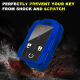 Blue TPU Remote Key Fob Cover Case w/Face Panel Compatible with GMC Sierra Yukon Canyon Cadillac or Chevrolet Silverado 1500 2500HD 3500HD Colorado (Fit the 4/5/6 button)