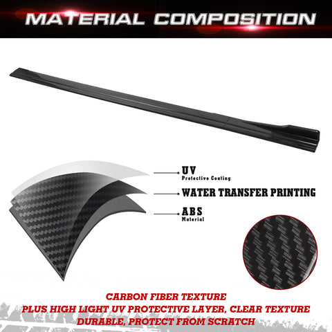 Car Lower Side Skirts Protect Rocker Panel Splitter Winglets Diffuser Bottom Line Extension Body Universal Fit Most Vehicles, 8Pcs/Set (Carbon Fiber Pattern) 85.8 Inch/2.18M