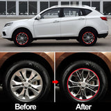 20x Red Reflective Car Motorcycle Wheel Hub Rim Stripe Tape Decal Stickers Universal Fit For Car Wheel 14''-20''